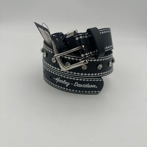 Harley-Davidson Women's Electra Studded Genuine Leather Belt, Black Sz S